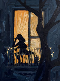 Nachdenkliche Nacht auf dem Balkon 2 von HUGO