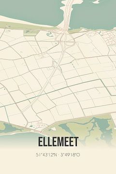 Vintage map of Ellemeet (Zeeland) by Rezona
