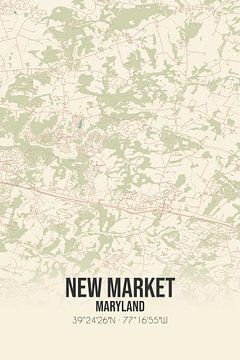 Vintage landkaart van New Market (Maryland), USA. van MijnStadsPoster