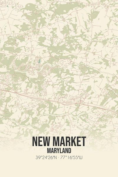 Alte Karte von New Market (Maryland), USA. von Ortsdrucke