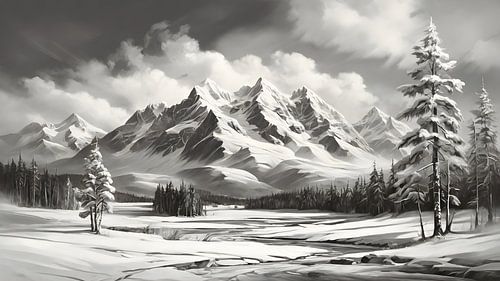 Schilderij Berg Winterlandschap