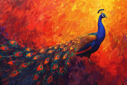 Pfau | Pfau Gemälde von Poster Art Shop