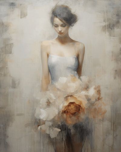 Romantisch portret met bloemen in zachte tinten