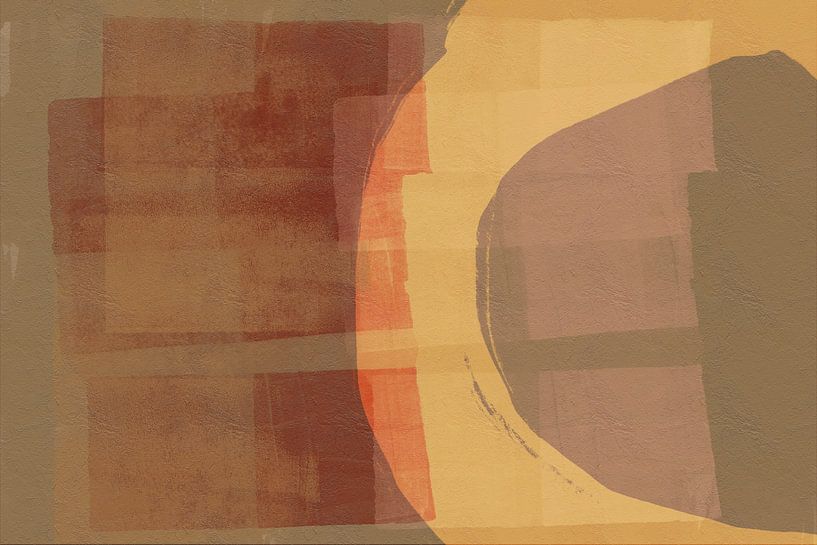 Abstract art in  terra, beige, yellow, by Dina Dankers