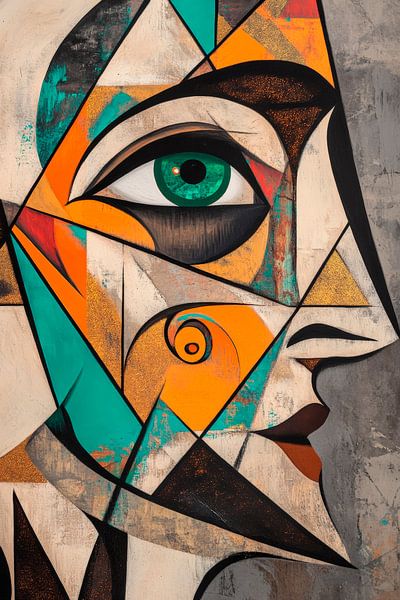 Regard dans la splendeur des couleurs Récit géométrique du visage Au par Poster Art Shop