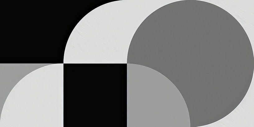Abstract geometric composition with circles and squares 2 by Dina Dankers