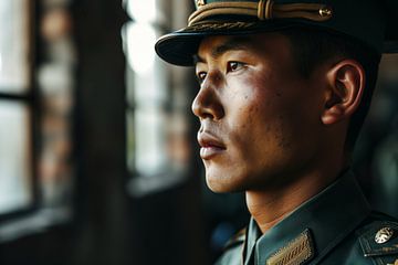Portrait d'un militaire asiatique en uniforme sur Animaflora PicsStock