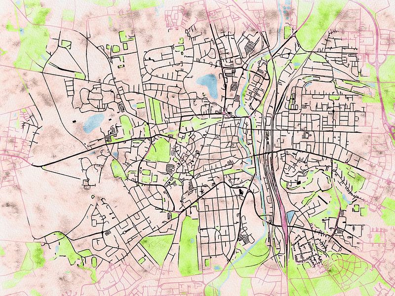 Kaart van Lüneburg in de stijl 'Soothing Spring' van Maporia