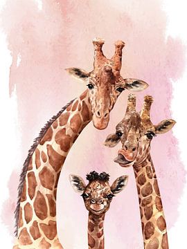 Giraffe familie van Printed Artings