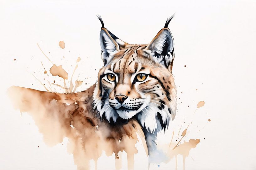 Aquarel lynx met verfspatten van Art & Soul Creations
