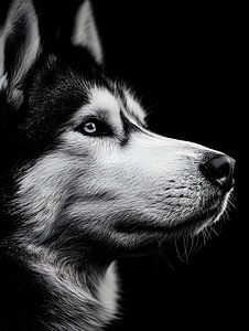 Husky – Ausdrucksstarkes Schwarzweiß-Tierporträt