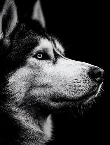 Husky - Expressief zwart-wit dierenportret