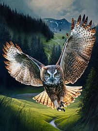 Eule Wald fliegend Greifvogel Wildtier majestätisch Natur