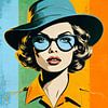 Portrait pop art moderne d'une femme confiante aux couleurs vives sur Ljupka Kareska
