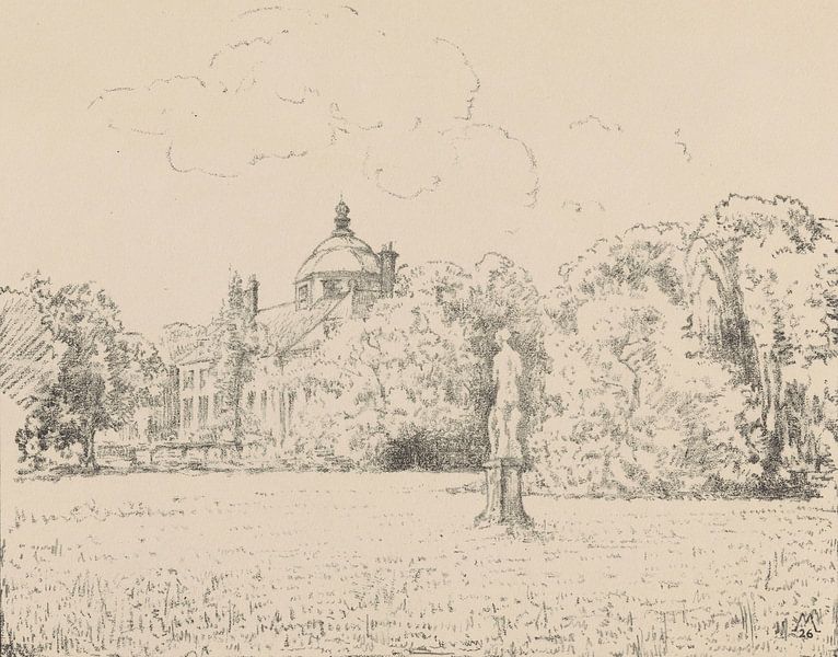 Simon Moulijn, View of Palace Huis ten Bosch from the garden, 1926 by Atelier Liesjes