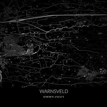 Zwart-witte landkaart van Warnsveld, Gelderland. van Rezona