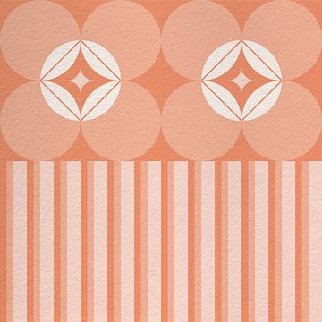 Fleurs et feuilles d'inspiration rétro scandinave en rose et orange. sur Dina Dankers