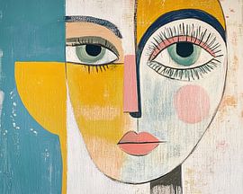Gesichtskunst | Frau Abstraktes Portrait von Wunderbare Kunst