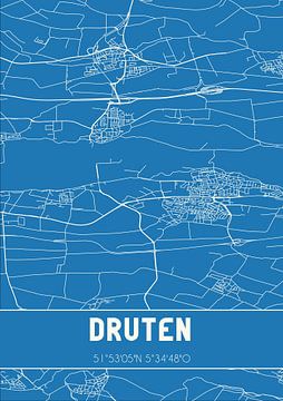 Blauwdruk | Landkaart | Druten (Gelderland) van MijnStadsPoster