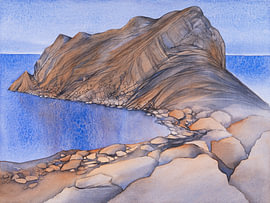Peñón de Ifach, the rocky coastline and the sea