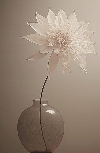 Nature morte au dahlia : une étude de l'élégance beige
