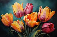 Painting of flowering tulips