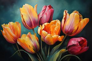 Gemälde von blühenden Tulpen