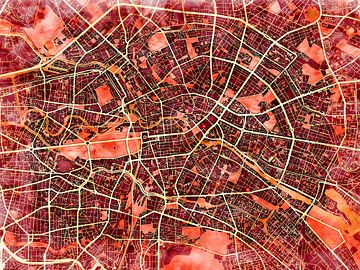 Kaart van Berlin centrum in de stijl 'Amber Autumn' van Maporia