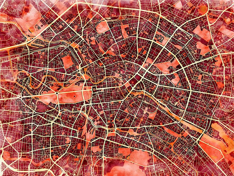 Carte de Berlin centrum avec le style 'Amber Autumn' par Maporia