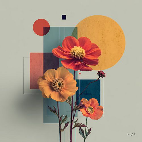 Abstract met bloemen
