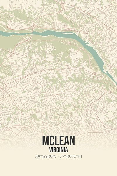 Carte ancienne de McLean (Virginie), États-Unis. par Affiches de lieux