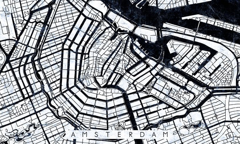 Amsterdam Stadskern Stratenplan Wit von Maarten Knops