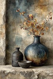 Donker Keramiek Stilleven - Rustige Romantiek in Aardetinten van Joriali Fine Art