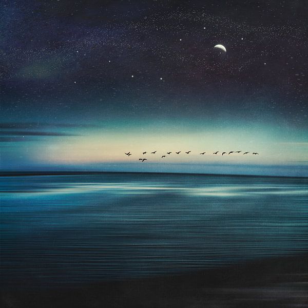 Night Sky Over the Pacific Ocean - Abstraction by Dirk Wüstenhagen