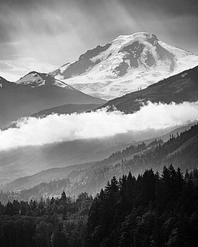 Mount Baker in black and white