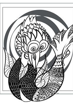 Burung, abstract bird with patterns in black and white