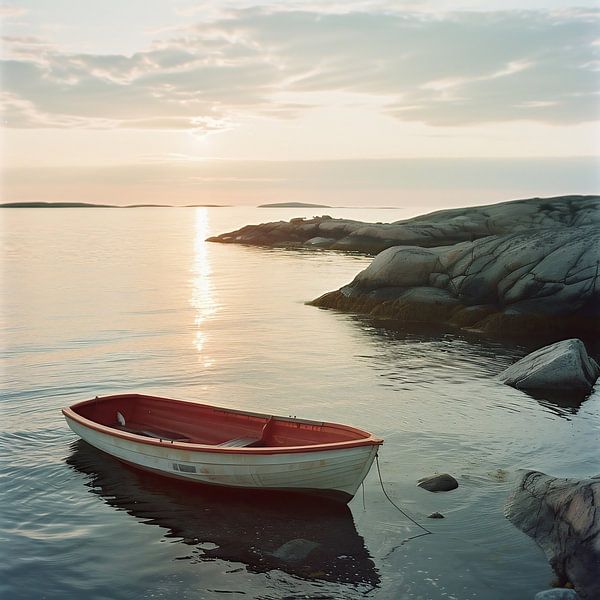 Boot in stiller See von fernlichtsicht
