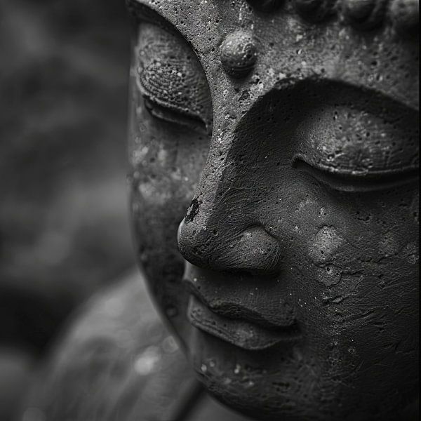 Zen-Buddha in Schwarz-Weiß von Poster Art Shop