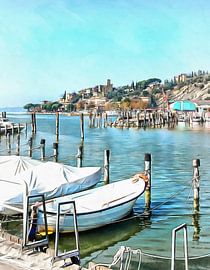 Moored Boats At Passignano Sul Trasimeno by Dorothy Berry-Lound