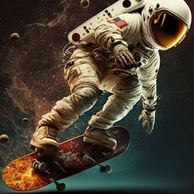 Astronaut, der Skateboard spielt von Wijaki Thaisusuken