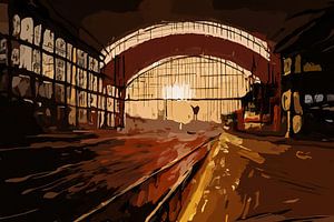 Gemälde Sonnenuntergang Bahnhof Haarlem