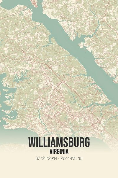 Vintage map of Williamsburg (Virginia), USA. by Prints of Place