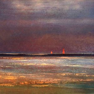 Voiles rouges au coucher du soleil