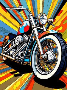Motorrad stilisiert Pop Art Strahlen Hintergrund bunt dynamisch