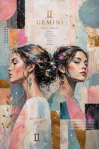 Gemini Zodiac Painting – Colourful Astrology Art