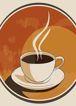 Stijlvolle koffiemok tegen een warme retro achtergrond