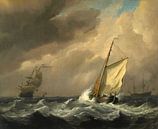 Ein kleines holländisches Schiff in einer starken Brise eingeholt, Willem van de Velde von Meisterhafte Meister Miniaturansicht