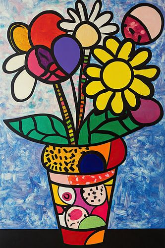 Farbenfroher Blumenstrauß mit Vase