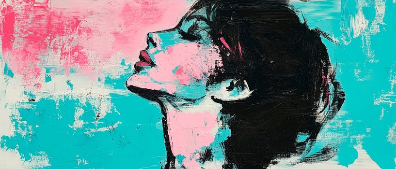 Colour portrait illustration of a woman by Poster Art Shop