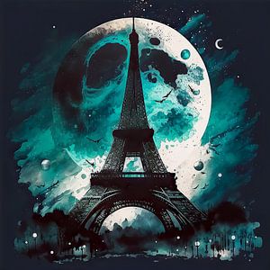 Eiffel Tower Paris at night by Vlindertuin Art